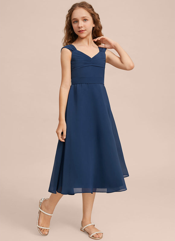 Robe Midi Col V Marine - gallery 6