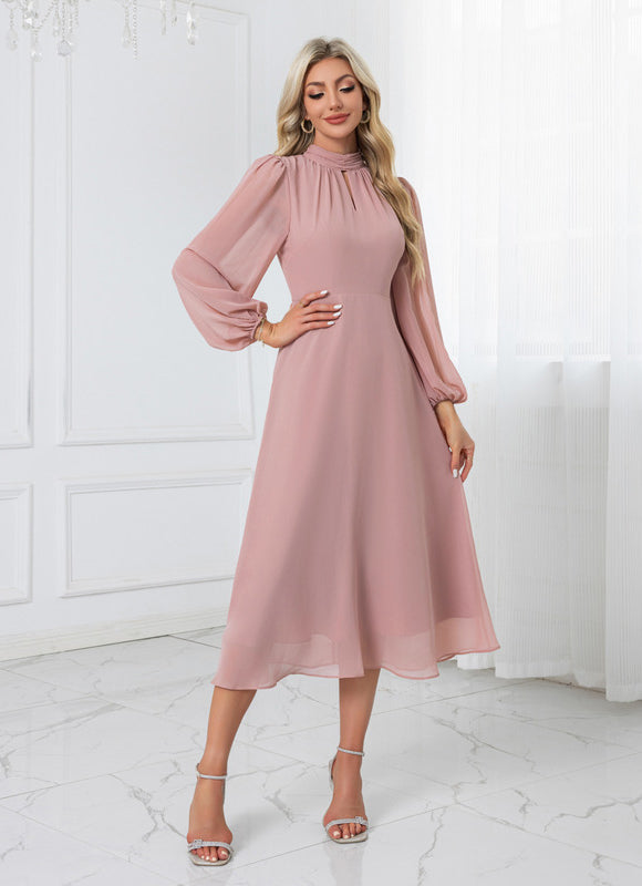 Robe Midi Fluide Rose Pâle