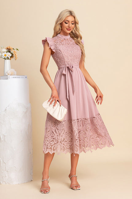 Robe Midi Midi Dentelle Ajustée - gallery 3