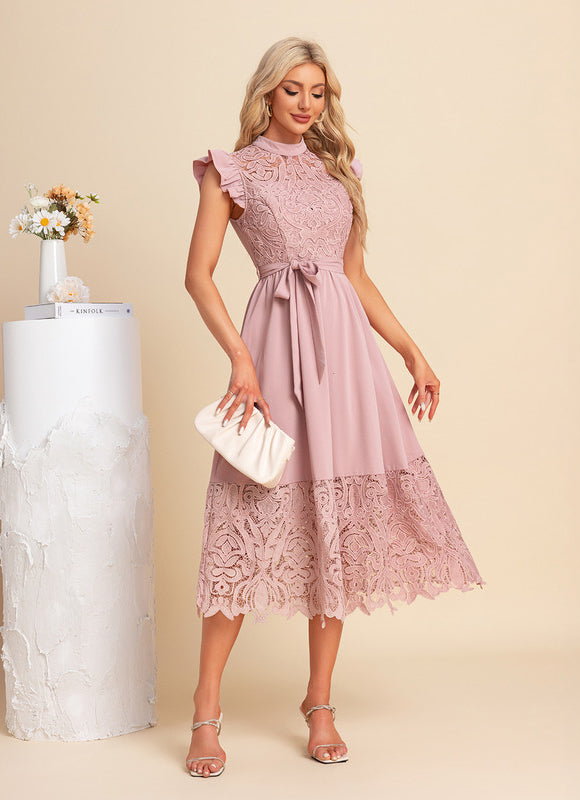 Robe Midi Midi Dentelle Ajustée - gallery 3