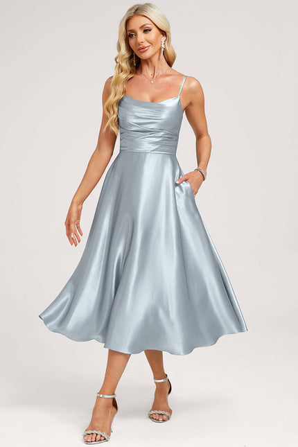 Robe Midi Satinée Ciel - gallery 1