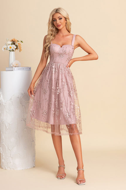 Robe Midi Rose Brodée - gallery 1