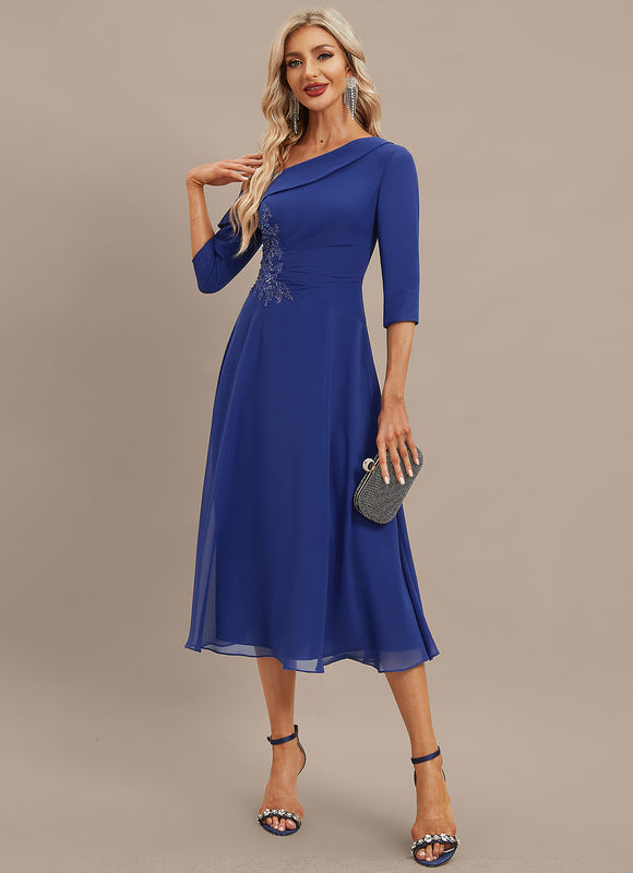 Robe Midi Chiffon Bleu Nuit - gallery 4