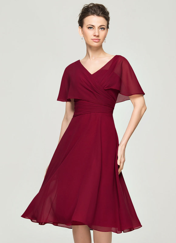 Robe Midi Rouge Élégant Vaporeux