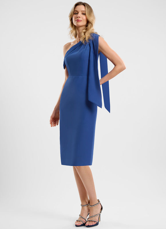 Robe Midi Bleu Satinée