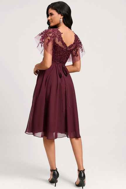 Robe Midi Éclat Bordeaux - gallery 1