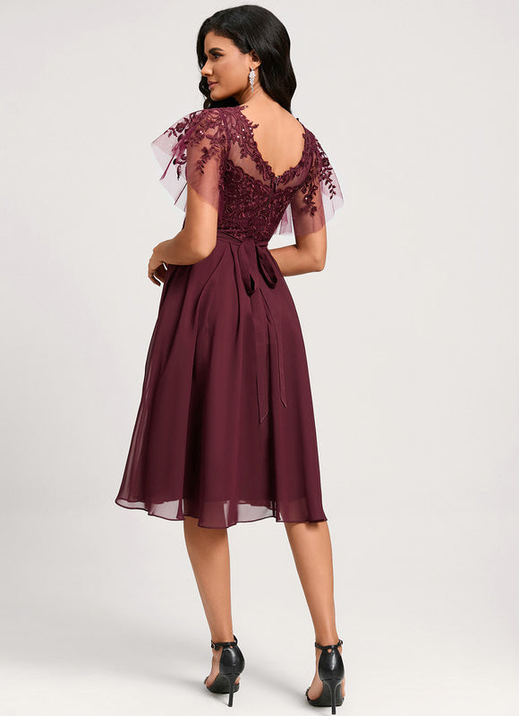 Robe Midi Éclat Bordeaux - gallery 1