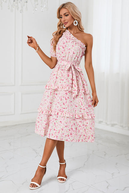 Robe Midi Asymétrique Rose - gallery 4
