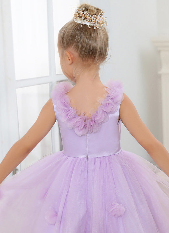 Robe Midi Lilas Tulle Fleurs - gallery 5