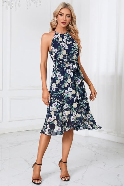 Robe Midi À Volants Florale