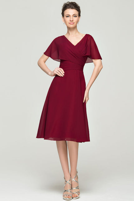 Robe Midi Rouge Élégant Vaporeux - gallery 1