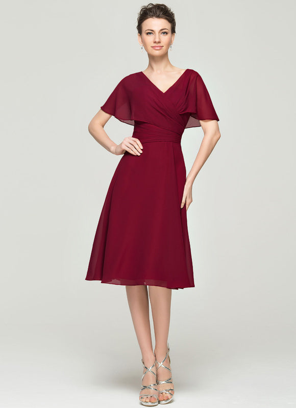 Robe Midi Rouge Élégant Vaporeux - gallery 1