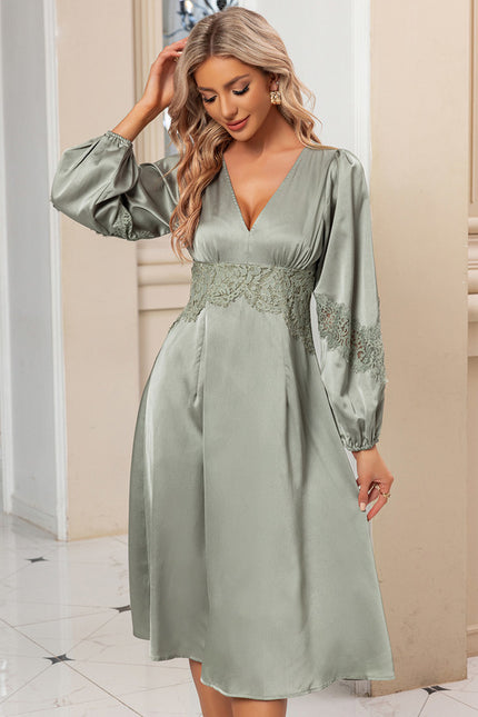 Robe Midi Satinée Olive - gallery 3