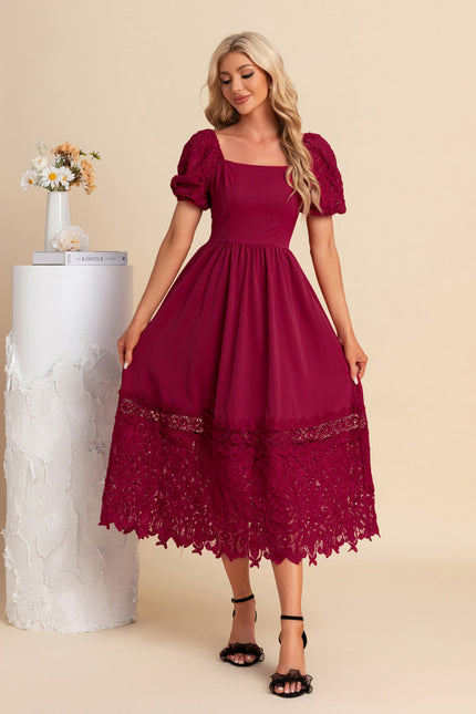 Robe Midi Bordeaux Évasée - gallery 1