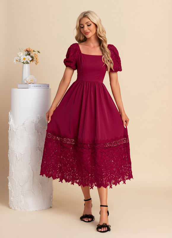Robe Midi Bordeaux Évasée - gallery 1