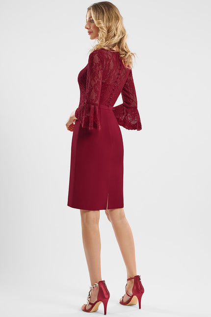 Robe Midi Bordeaux Dentelle - gallery 4