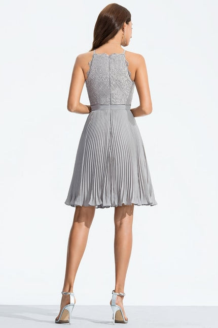 Robe Midi Gris Plissé Chic - gallery 1