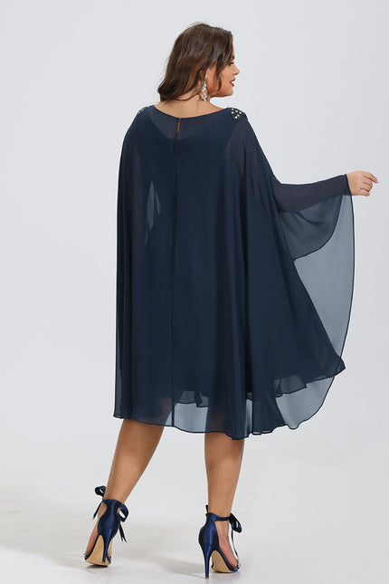 Robe Midi Éthérée Marine - gallery 8