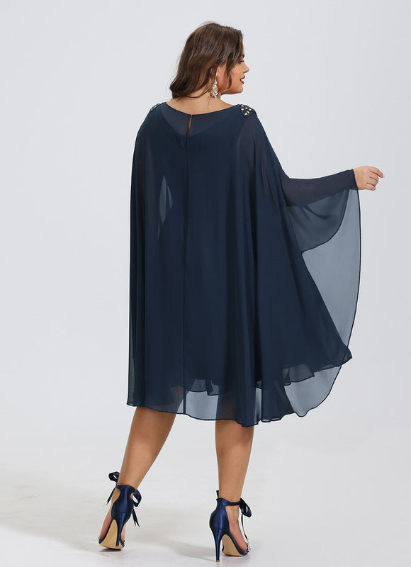 Robe Midi Éthérée Marine - gallery 8